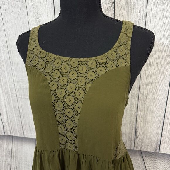 Anthropologie Lilka Women's Small Green Matepe Crochet Sleeveless Boho Dress - Picture 3 of 9